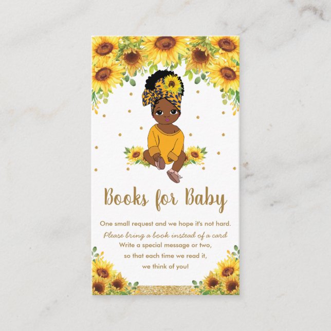 Carte D'accompagnement Sunflower Cute African American Girl Apporter un l (Devant)