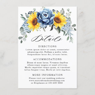 Carte D'accompagnement Sunflower Dusty Blue Slate Peony Détails sur le Ma