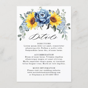 Carte D'accompagnement Sunflower Dusty Blue Slate Peony Détails sur le Ma