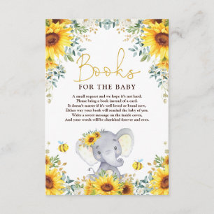 Carte D'accompagnement Sunflower Elephant Livres Baby showers pour bébé