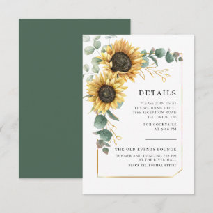 Carte D'accompagnement Sunflower Eucalyptus Foliage Détails du Mariage