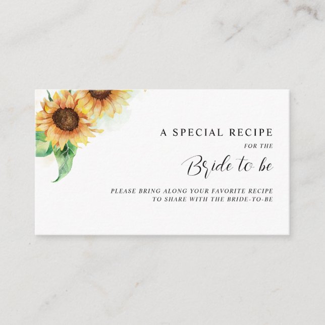 Carte D'accompagnement Sunflower Floral Greenery Script Recette (Devant)