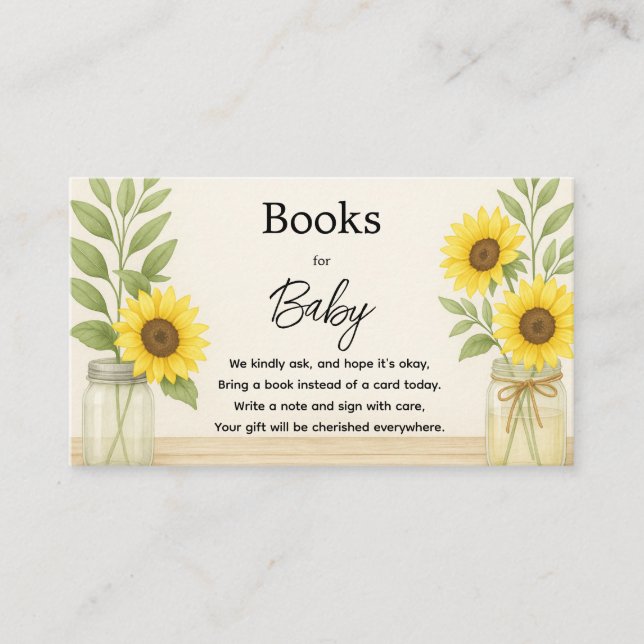 Carte D'accompagnement Sunflower & Sage Rustic Book for Baby Card (Devant)