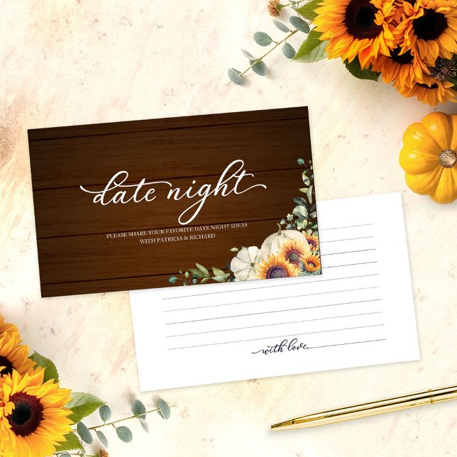 Carte D'accompagnement Sunflowers Automne Fête des mariées Date Nuit Cart (Créateur téléchargé)