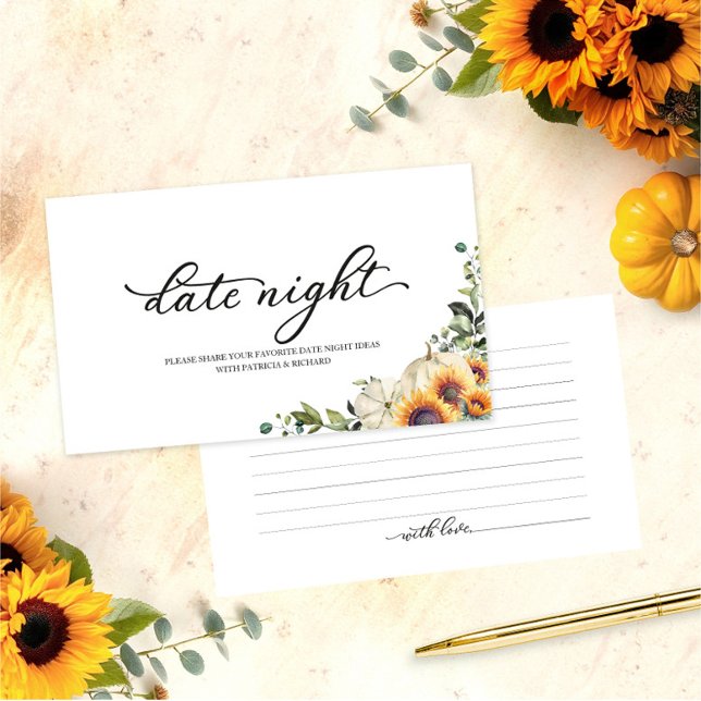 Carte D'accompagnement Sunflowers Automne Fête des mariées Date Nuit Cart (Créateur téléchargé)