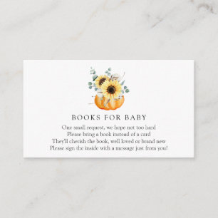 Carte D'accompagnement Sunflowers et Livres Citrouilles pour Baby insert