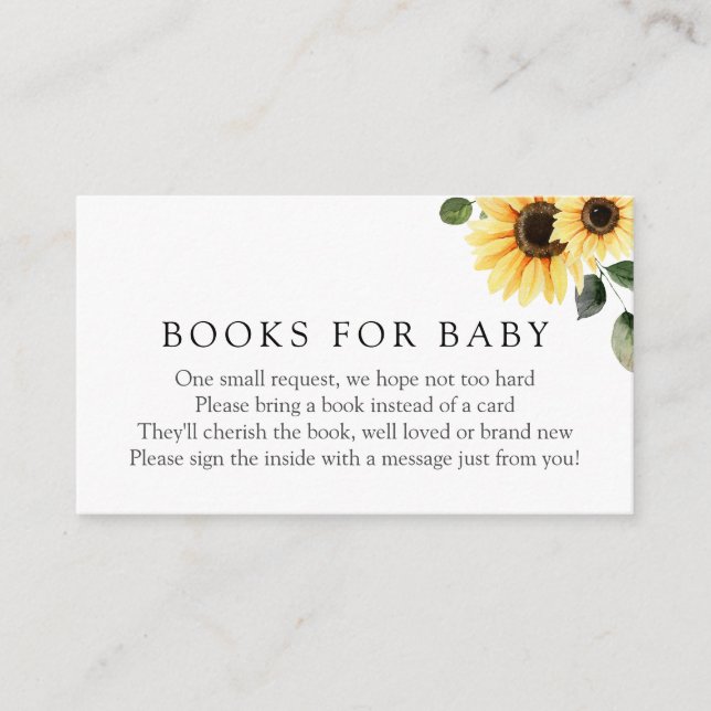 Carte D'accompagnement Sunflowers Livres pour Baby insert card (Devant)