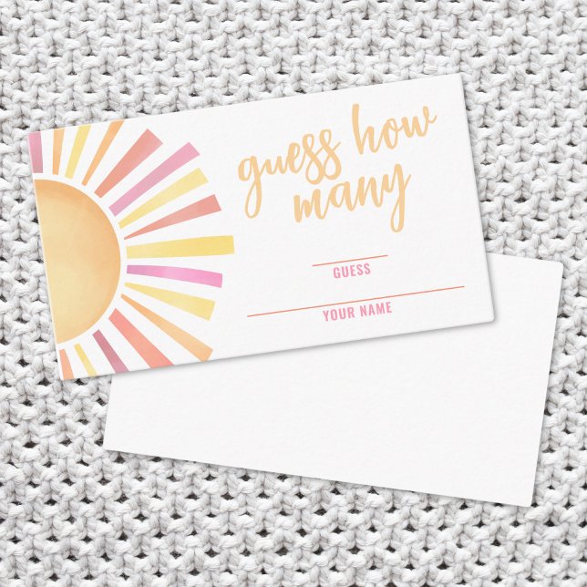 Carte D'accompagnement Sunshine Devine Combien de Baby shower Sun Girl (Sunshine Guess How Many Sun Girl Baby Shower Enclosure Card)