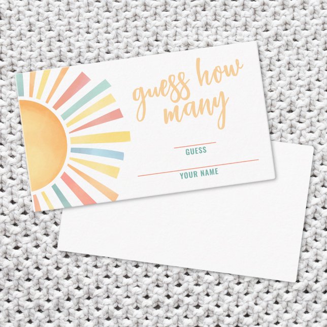 Carte D'accompagnement Sunshine Devine Combien De Baby showers Solaires B (Sunshine Guess How Many Boho Sun Baby Shower Enclosure Card)