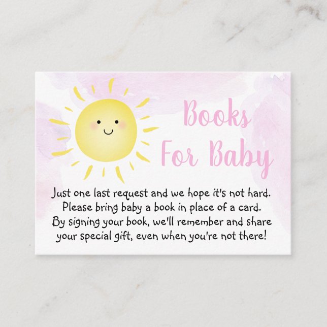 Carte D'accompagnement Sunshine Nuages Baby shower rose Demande (Devant)