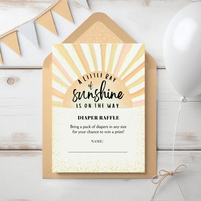 Carte D'accompagnement Sunshine Retro Summer Beach Baby Diaper Raffle (Créateur téléchargé)