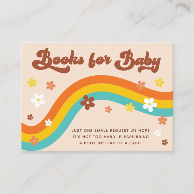 Carte D'accompagnement Super Daisy Rainbow Retro Livres pour Baby shower (Devant)