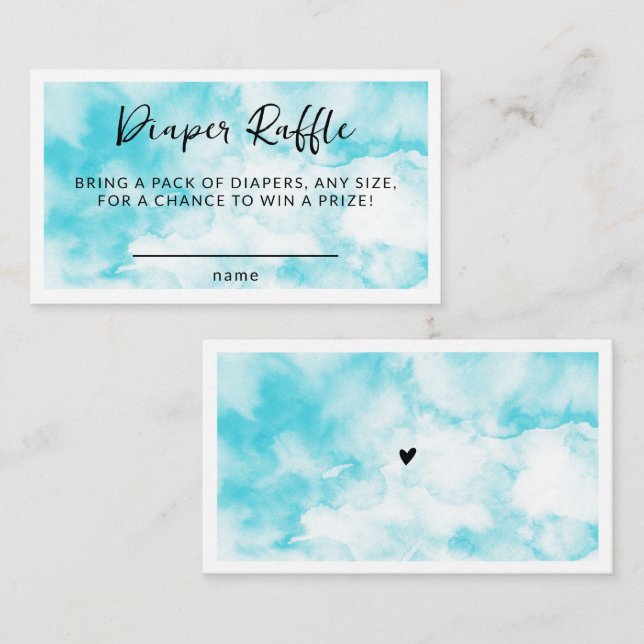 Carte D'accompagnement Sur Cloud Neuf Baby shower d'aquarelle moderne ble (Devant / Derrière)