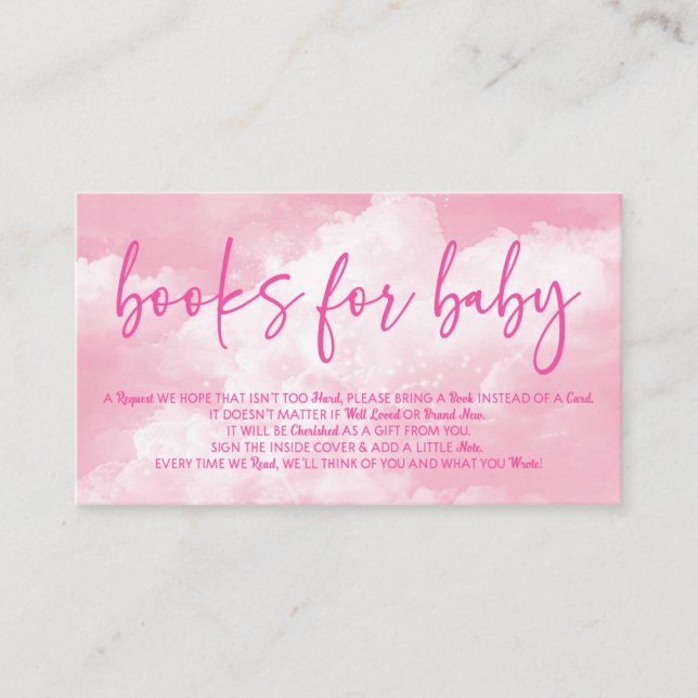 Carte D'accompagnement Sur Cloud Neuf Livres Baby showers Rose Pour Bébé (Devant)