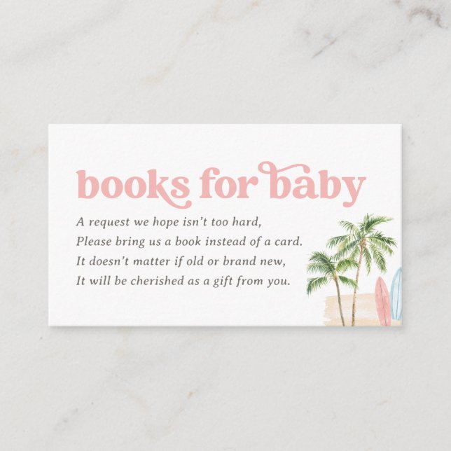 Carte D'accompagnement Surf Beach Baby shower Livres pour bébé (Devant)