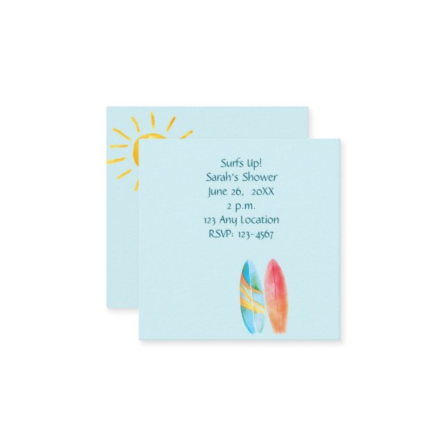 Carte D'accompagnement Surf bleu (Devant/Arrière en situation)