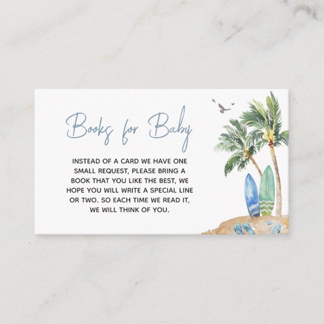 Carte D'accompagnement Surf Board Beach Baby shower Livres pour bébé (Devant)