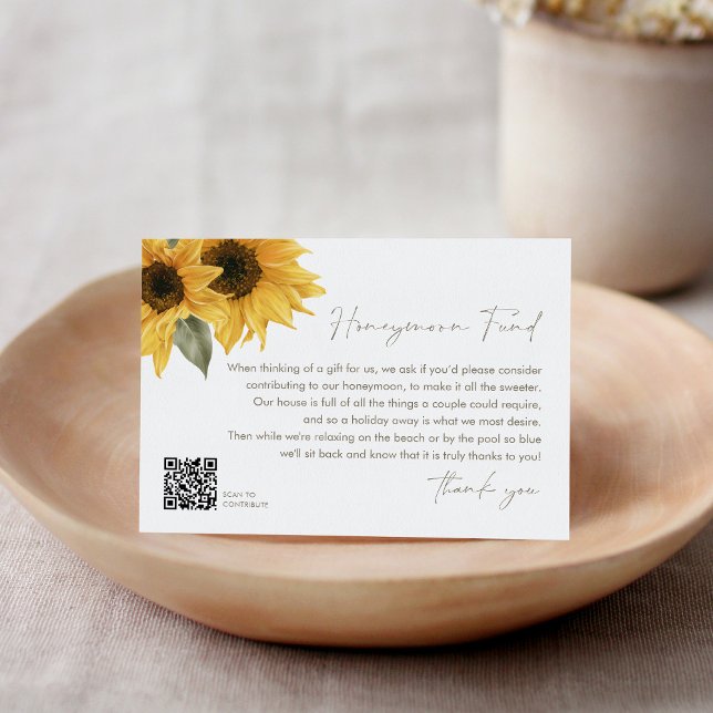 Carte D'accompagnement SUTTON Sunflower Mariage Honeymoon Fund Code QR (Créateur téléchargé)