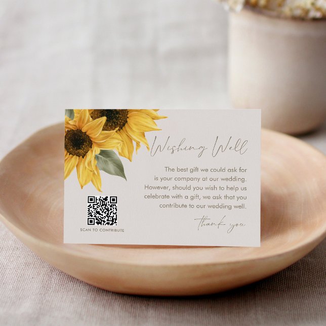 Carte D'accompagnement SUTTON Sunflower Wishing Well, Fonds Mariage (Créateur téléchargé)