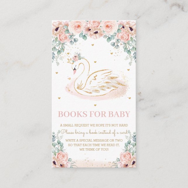 Carte D'accompagnement Swan Princess Blush Rose Floral Livres pour bébé (Devant)