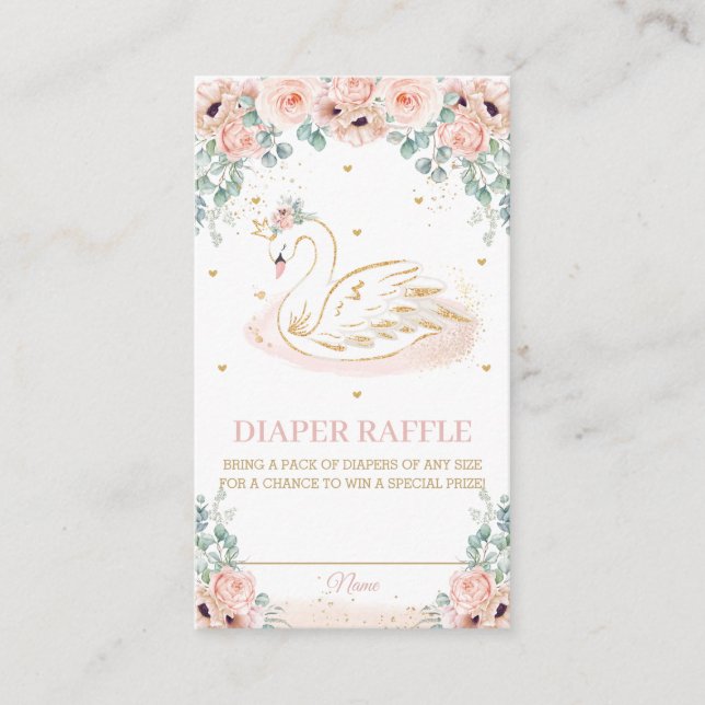 Carte D'accompagnement Swan Princess Blush rose florale Raffin (Devant)