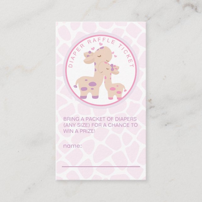 Carte D'accompagnement Sweet Baby Girl Giraffe Baby shower Déchets Raffle (Devant)