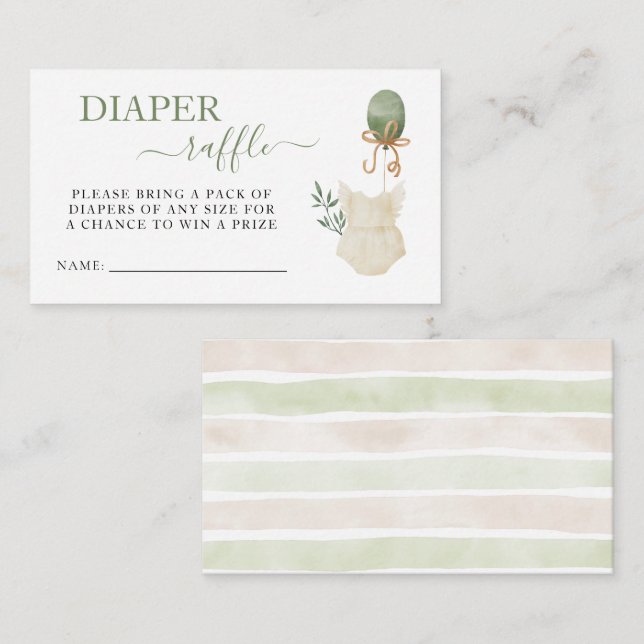 Carte D'accompagnement Sweet Boho Neutral Fille Baby shower Déchets Raffl (Devant / Derrière)