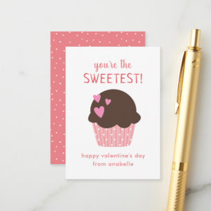 Carte D'accompagnement Sweet Cupcake Kids Classroom Valentine's Cards