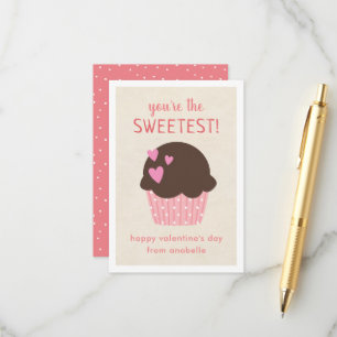 Carte D'accompagnement Sweet Cupcake Kids Classroom Valentine's Cards