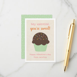 Carte D'accompagnement Sweet Cupcake Kids Classroom Valentine's Cards
