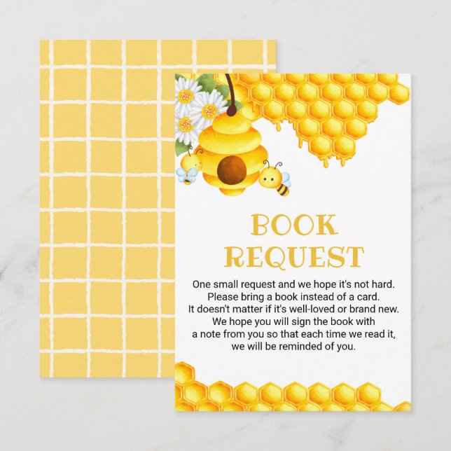 Carte D'accompagnement Sweet Honey Bee Books for Baby Books Demande (Devant / Derrière)
