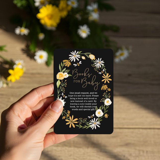 Carte D'accompagnement Sweet Honey Bee & Fleur sauvage Wreath Livres Pour (Sweet Honey Bee & Wildflower Wreath Books For Baby Enclosure Card)