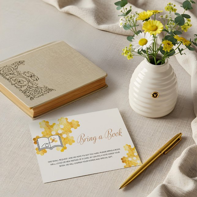 Carte D'accompagnement Sweet Little Honey Sur Le Chemin Apporter Un Livre (Sweet Little Honey On The Way Bring A Book Enclosure Card)