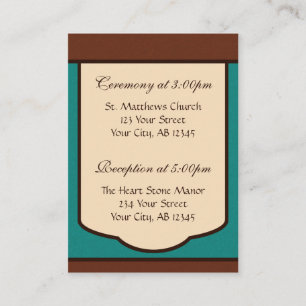Carte D'accompagnement Sweet Mocha & Mariage Turquoise Guest Card de réfé