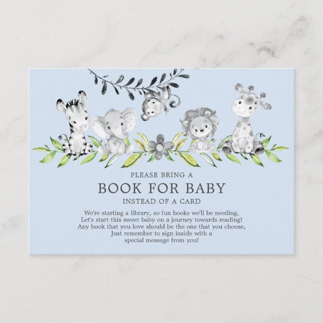 Carte D'accompagnement Sweet Safari Animaux Baby shower Livre pour bébé (Devant)