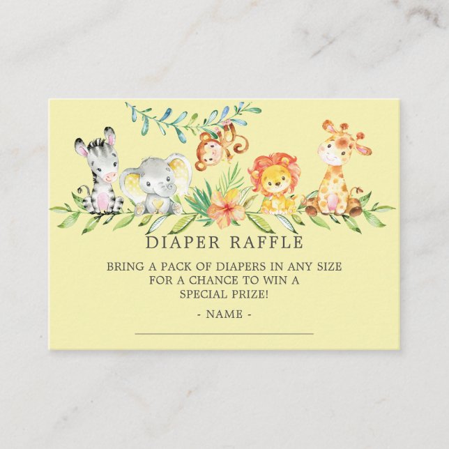 Carte D'accompagnement Sweet Safari Baby shower Déchets Raffle Billet (Devant)