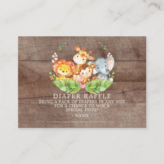 Carte D'accompagnement Sweet Safari Baby shower Déchets Raffle Billet (Devant)
