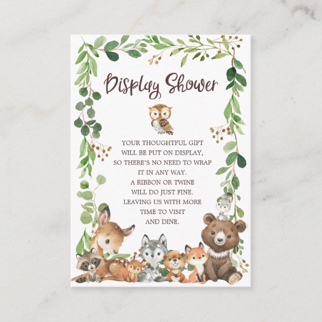 Carte D'accompagnement Sweet Woodland Animaux Cadeau Douche (Devant)
