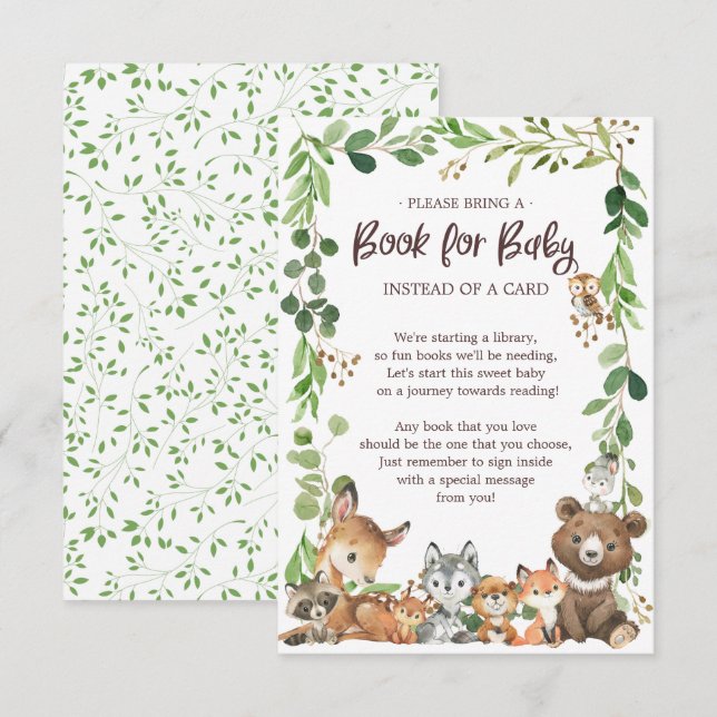 Carte D'accompagnement Sweet Woodland Animaux Livre pour Baby Card (Devant / Derrière)