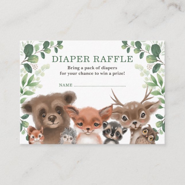 Carte D'accompagnement Sweet Woodland Forest Baby Animals Raffle de couch (Devant)
