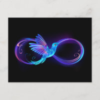 Symbole de l'infini néon avec colibri lumineux