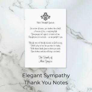 Carte D'accompagnement Sympathie élégante Notes de remerciement