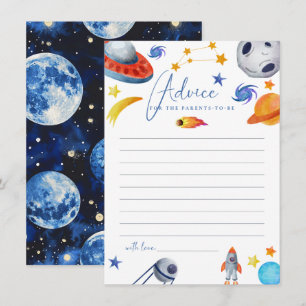 Carte D'accompagnement Système solaire spatial Conseil Baby shower aqua