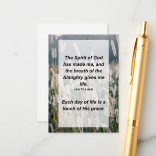 Carte D'accompagnement Tâche 33:4 L'Esprit de Dieu m'a fait, et