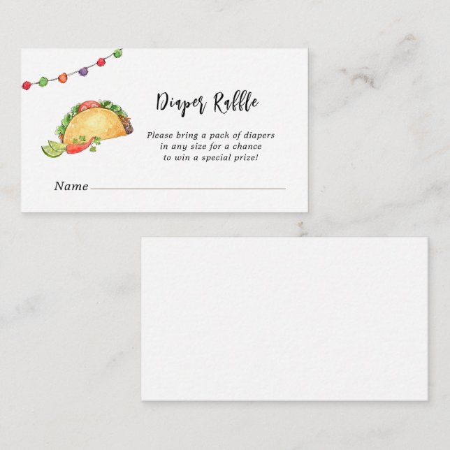 Carte D'accompagnement Taco' Bout Baby shower Déchets Raffle (Devant / Derrière)