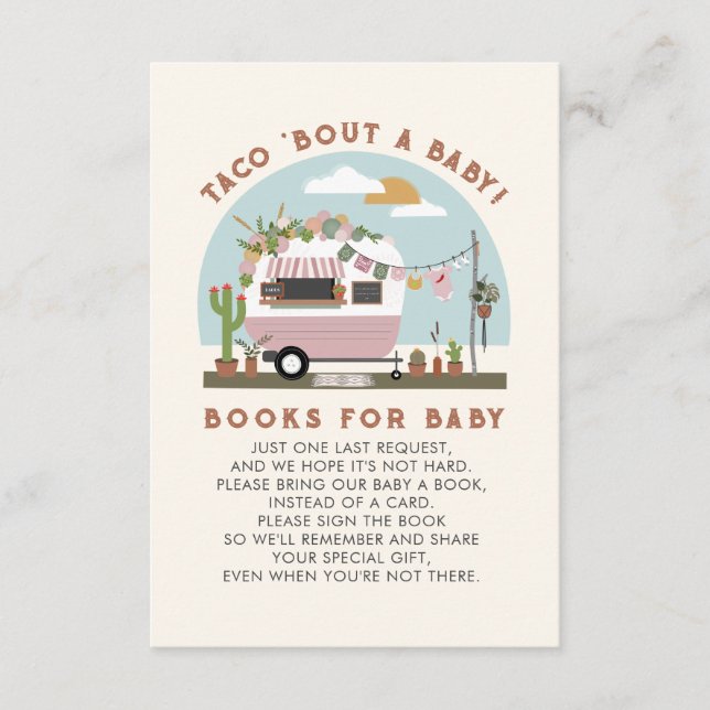 Carte D'accompagnement Taco Bout Un Baby shower Demande De Livre Rose (Devant)