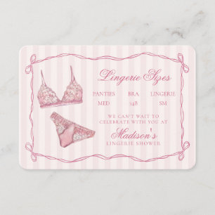 Carte D'accompagnement Taille de lingerie rose pastel Douche Arc