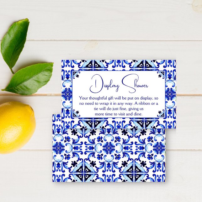 Carte D'accompagnement Talavera azulejo bleu carreaux mexicain affichage  (Talavera azulejo blue tiles vintage Mexican Mediterranean bridal shower display shower Card)