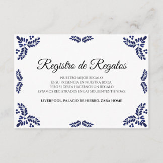 Carte D'accompagnement Talavera Black Floral Minimalist Spanish Wedding