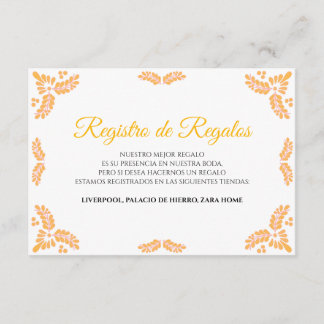 Carte D'accompagnement Talavera Yellow Floral Minimalist Spanish Wedding
